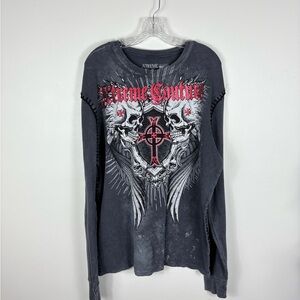 Affliction Xtreme Couture Red and Gray Graphic Tee